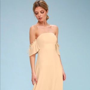 Nude off the Shoulder Maxi Dress